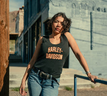 Women's Essential Arched Font Ribbed Tank - Harley Black or Orange