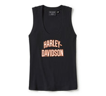 Women's Essential Arched Font Ribbed Tank - Harley Black or Orange