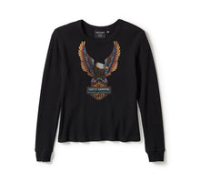 Women's Neon Eagle Distressed Waffle Knit Long Sleeve (only in small)