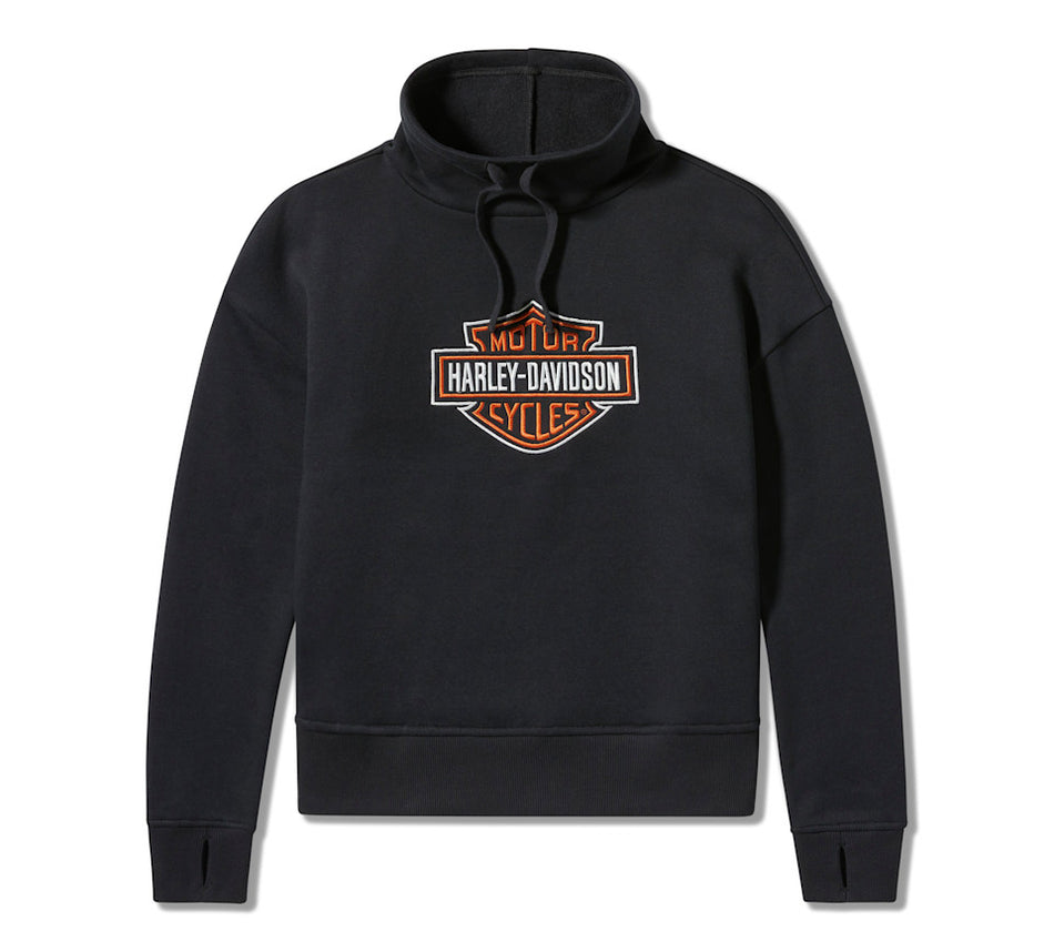 Women's Essential Bar & Shield Funnel Neck Pullover - Harley Black