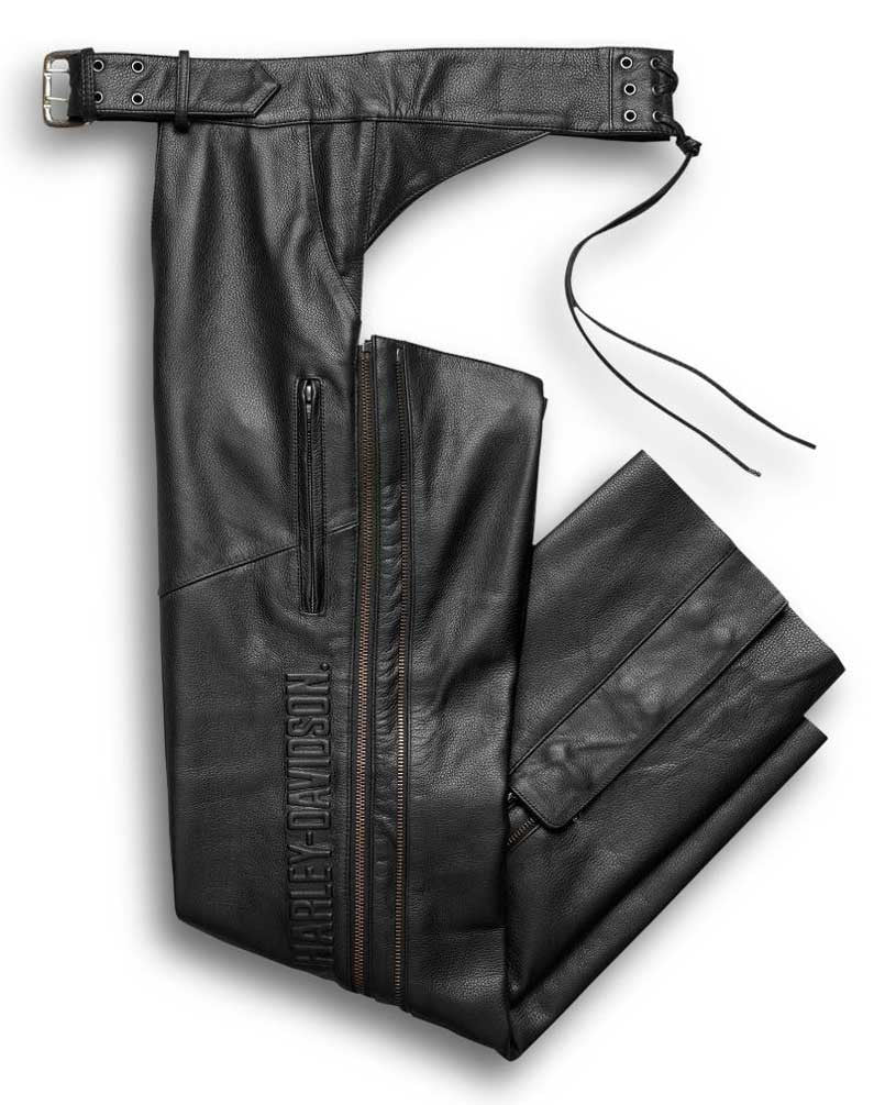 Harley-Davidson® Men's Deluxe Midweight Leather Chaps, Black 98100-16VM