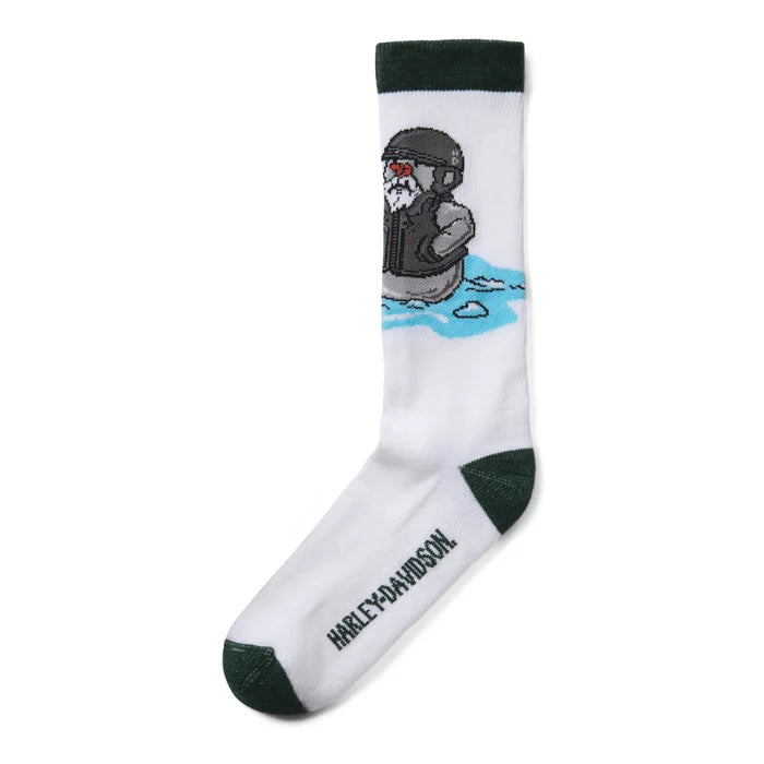 Harley-Davidson® Men's Snowman Biker Moisture Wicking Riding Socks – White