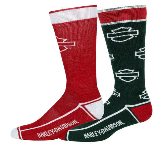 Holiday Bar & Shield Crew Sock, 2 Pack