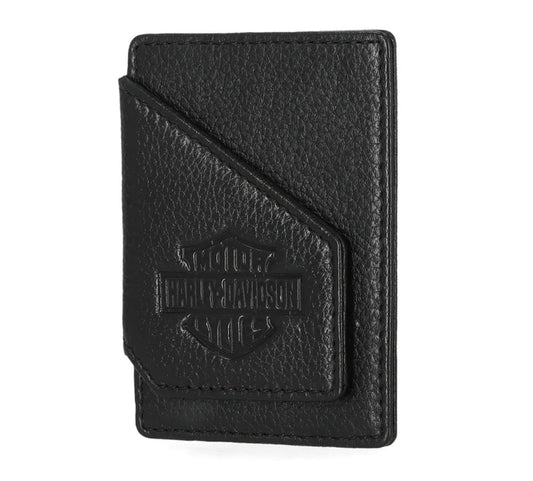 Men's Bar & Shield Core Pebble Card Case Wallet