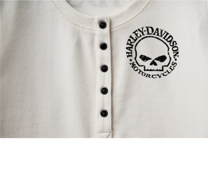 Snap Front Long Sleeve Henley - Cloud Dancer