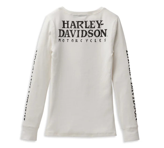 Snap Front Long Sleeve Henley - Cloud Dancer