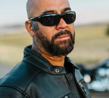 Sequoia Rectangular Motorcycle Riding Sunglasses - Shiny Black