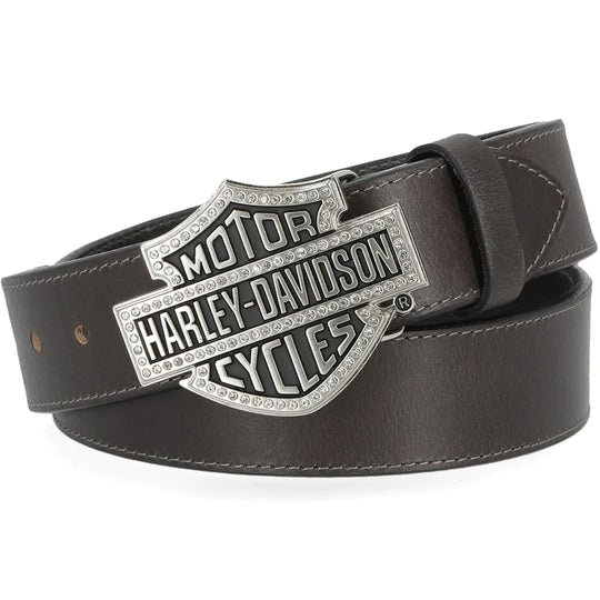Harley-Davidson® Women's  H-D Studded Genuine Leather Belt - Black/Gray (only in XL)