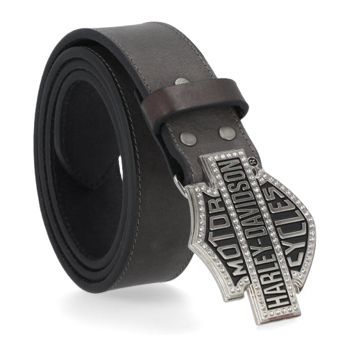 Harley-Davidson® Women's  H-D Studded Genuine Leather Belt - Black/Gray (only in XL)