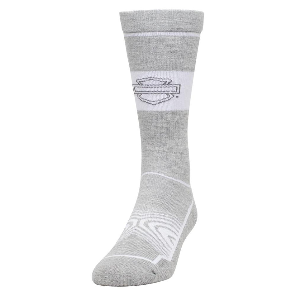 Harley-Davidson® Women's Bar & Shield Moisture Wicking Riding Socks, White/Gray