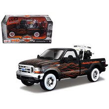 1999 Ford F-350 Super Duty Pickup 1/27 Black with Flames & 2002 FLSTB Night Train Harley Davidson 1/24 Diecast Models by Maisto