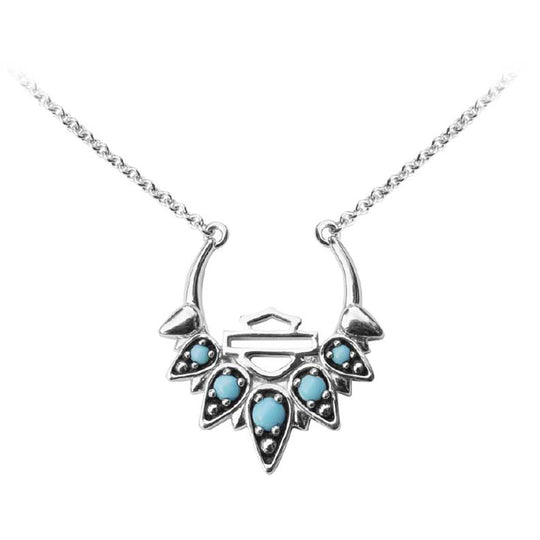 Women's Sterling Silver H-D Turquoise Gypsy B&S Necklace HDN0380