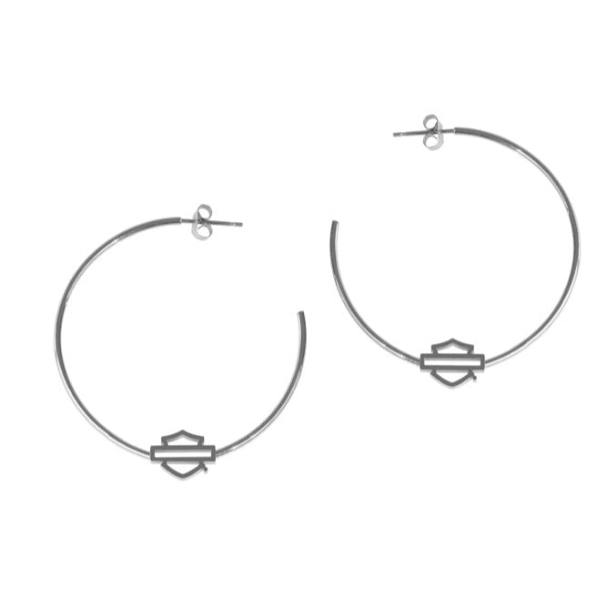 Women's Stainless Steel B&S Silver Tone Hoop Earrings