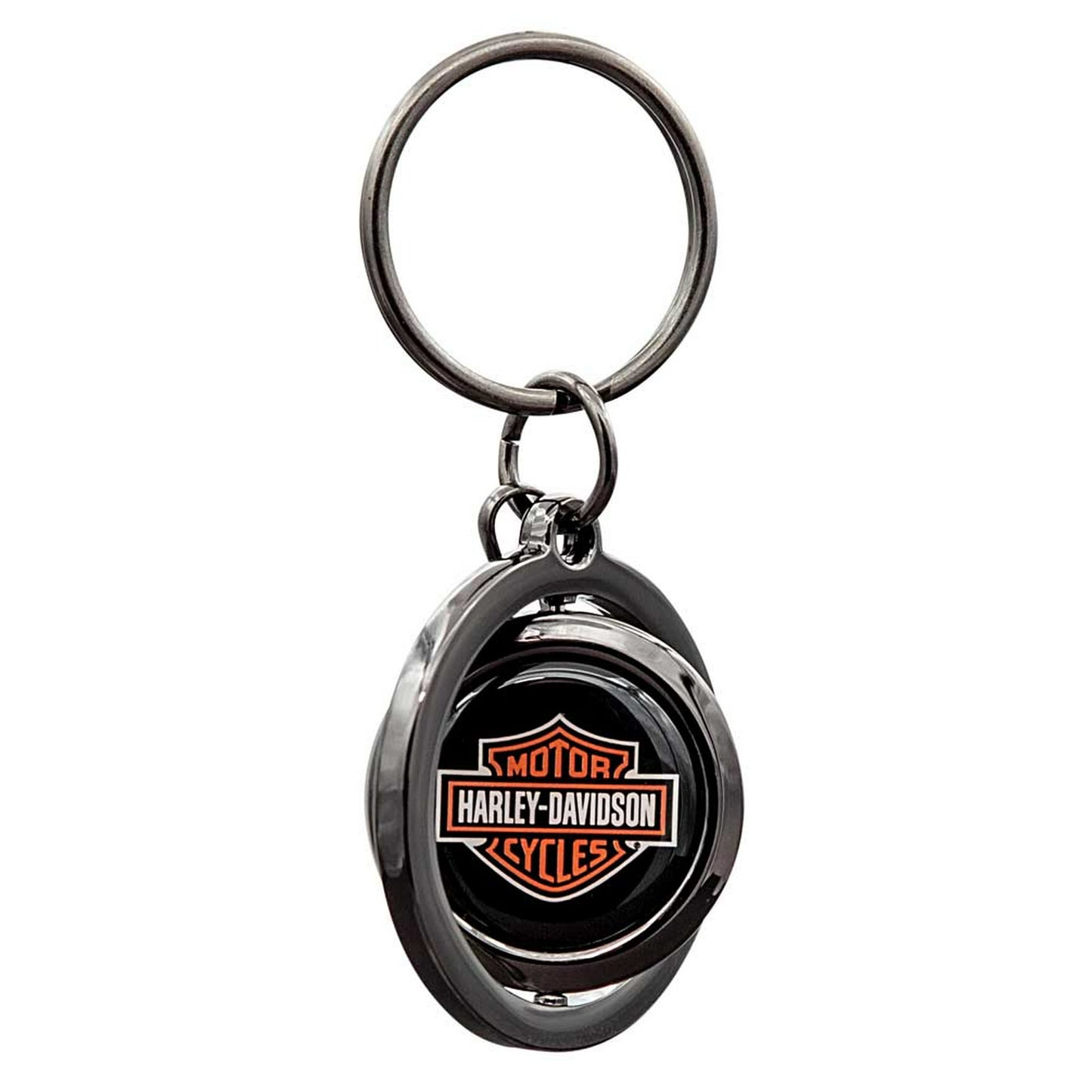 Harley-Davidson Classic Bar & Shield Logo Spinner Key Chain - Black/Orange