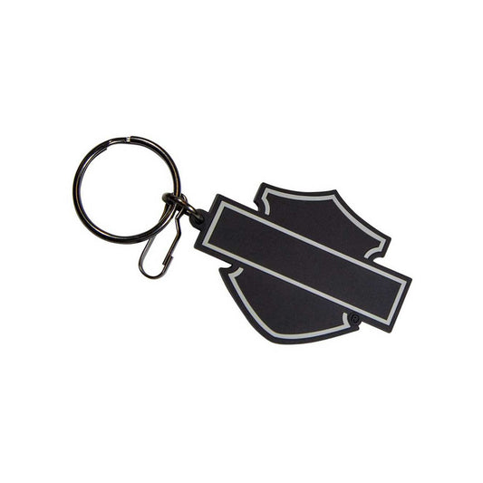 Harley-Davidson PVC Key Chain, Silhouette Bar & Shield Logo - Black & Gray