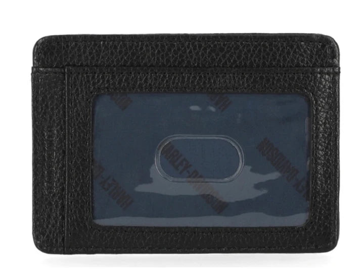 Harley-Davidson Men's Pebble Leather Classic Eagle Card Case Black MWM034/08
