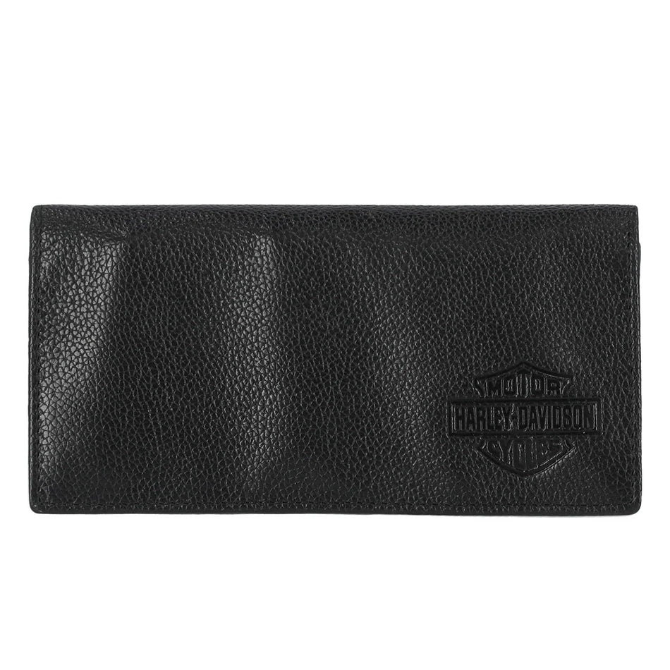 Harley-Davidson Men's Classic Bar & Shield Logo Genuine Pebble Leather Bi-Wallet, Black MWM008/08