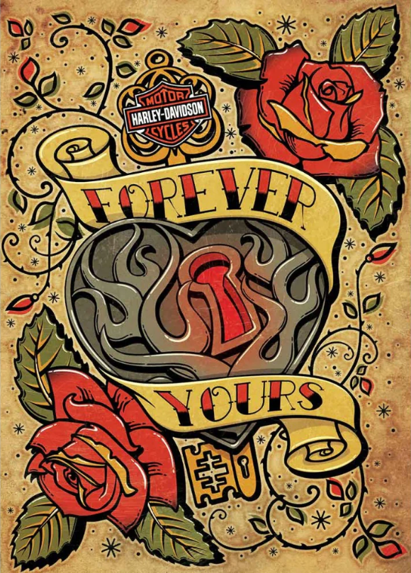Harley-Davidson Forever B&S Valentines Day Card