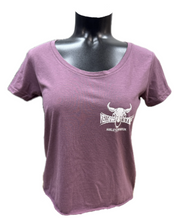 Women's Custom YH-D Steer Skull Dealer Tee - Plum