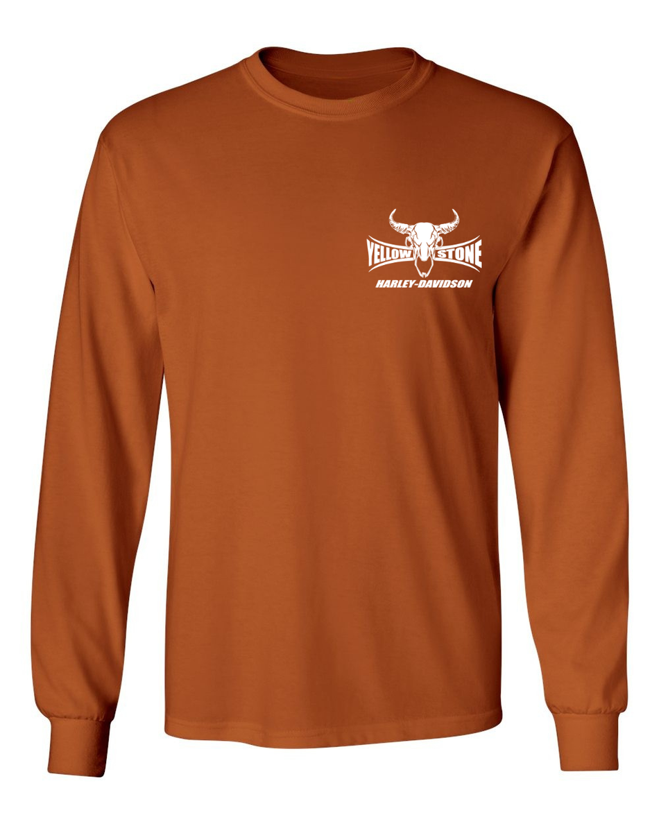 Custom YH-D Steer Skull Dealer Long Sleeve - Texas Orange