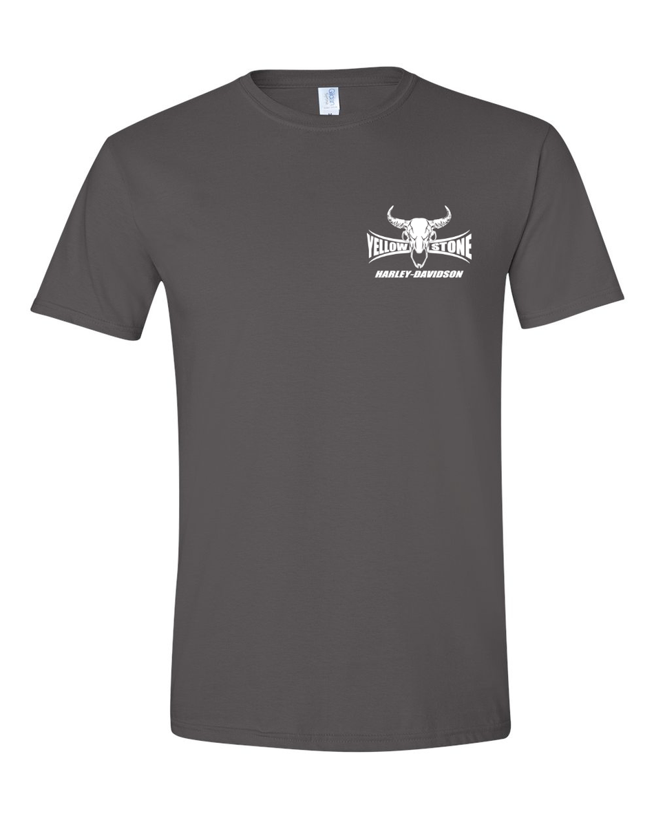 Custom YH-D Steer Skull Dealer Tee - Charcoal Grey