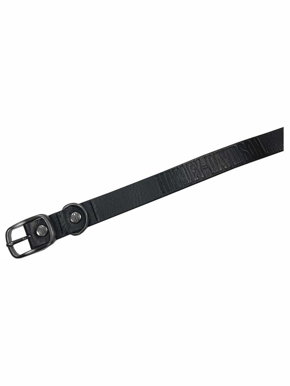 Harley-Davidson Leather Embossed H-D Logo Adjustable Pet Collar- Solid Black