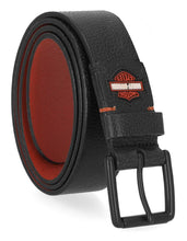 Harley-Davidson® Men's Roller Buckle H-D Logo Genuine Leather Belt - Matte Black