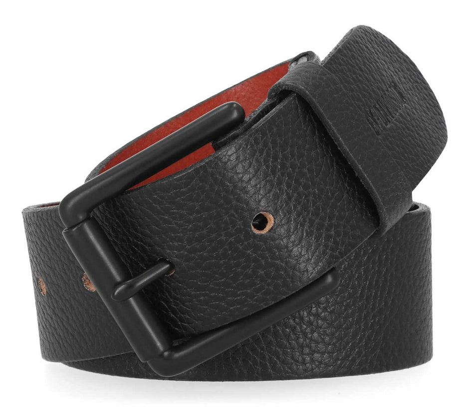 Harley-Davidson® Men's Roller Buckle H-D Logo Genuine Leather Belt - Matte Black