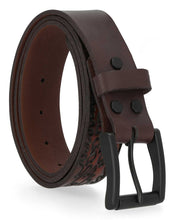 Harley-Davidson® Men's Tooled Flames H-D Logo Genuine Leather Belt - Brown