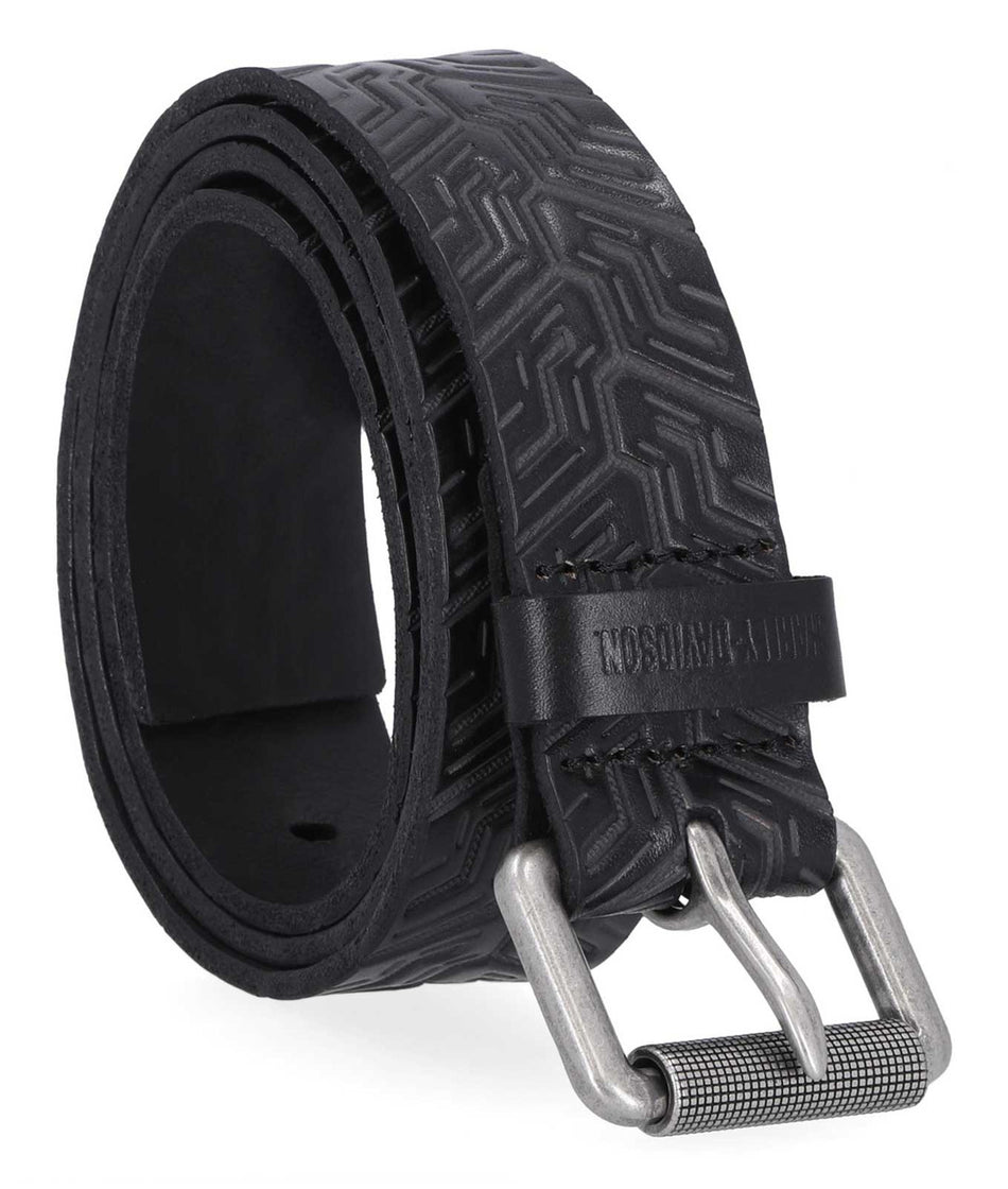 Harley-Davidson® Men's Embossed Tire Tread Genuine Leather Belt - Black