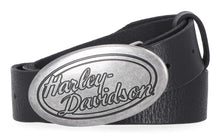 Harley-Davidson® Women's Oval H-D Script Buckle Genuine Leather Belt, Black