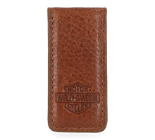 Bar & Shield Leather Money Clip Cognac