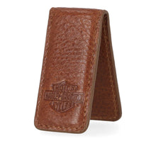 Bar & Shield Leather Money Clip Cognac