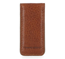 Bar & Shield Leather Money Clip Cognac