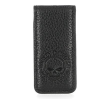 Skull Leather Magnetic Money Clip Black