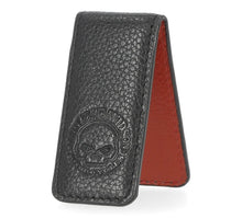 Skull Leather Magnetic Money Clip Black