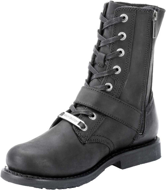 Harley-Davidson® Men's Ranger Black 8-Inch Leather Boots, Side Buckles