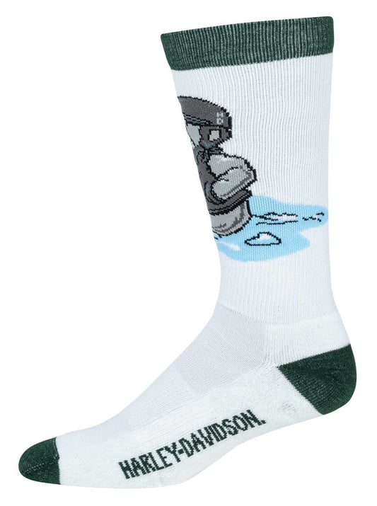 Harley-Davidson® Men's Snowman Biker Moisture Wicking Riding Socks – White