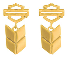 Harley-Davidson® Women's Insignia Bar & Shield Post Drop Earrings, Gold Plated