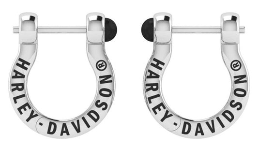 Harley-Davidson® Women's H-D Script Horseshoe Hoop Earrings - Sterling Silver