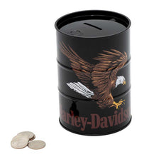 Harley-Davidson® Swooping Eagle Oil Barrel Tin Bank w/ Removable Lid