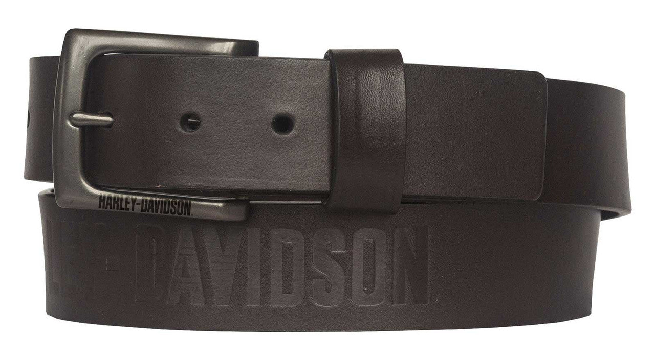 Harley-Davidson® Men's Vintage Race Genuine Leather Belt Brown - Antique Nickel