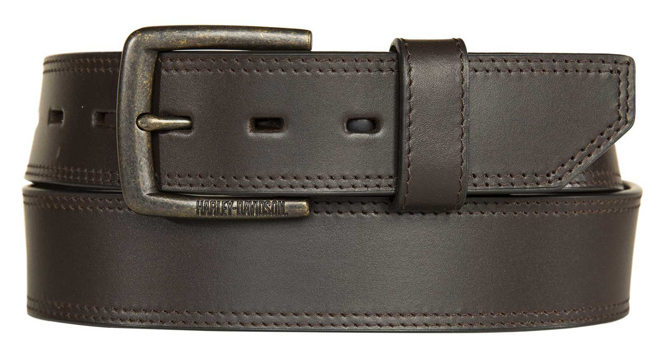 Harley-Davidson® Men's Ergonomic Comfort Genuine Leather Belt - Solid Brown