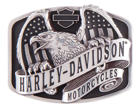 Harley-Davidson® Men's Wings Over America Belt Buckle, Antique Silver