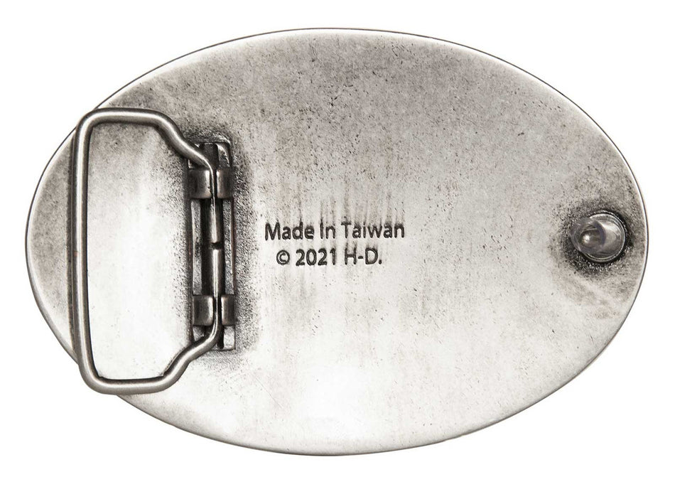 Harley-Davidson® Men's Winged Motorcycle Belt Buckle, Polished Silver Finish
