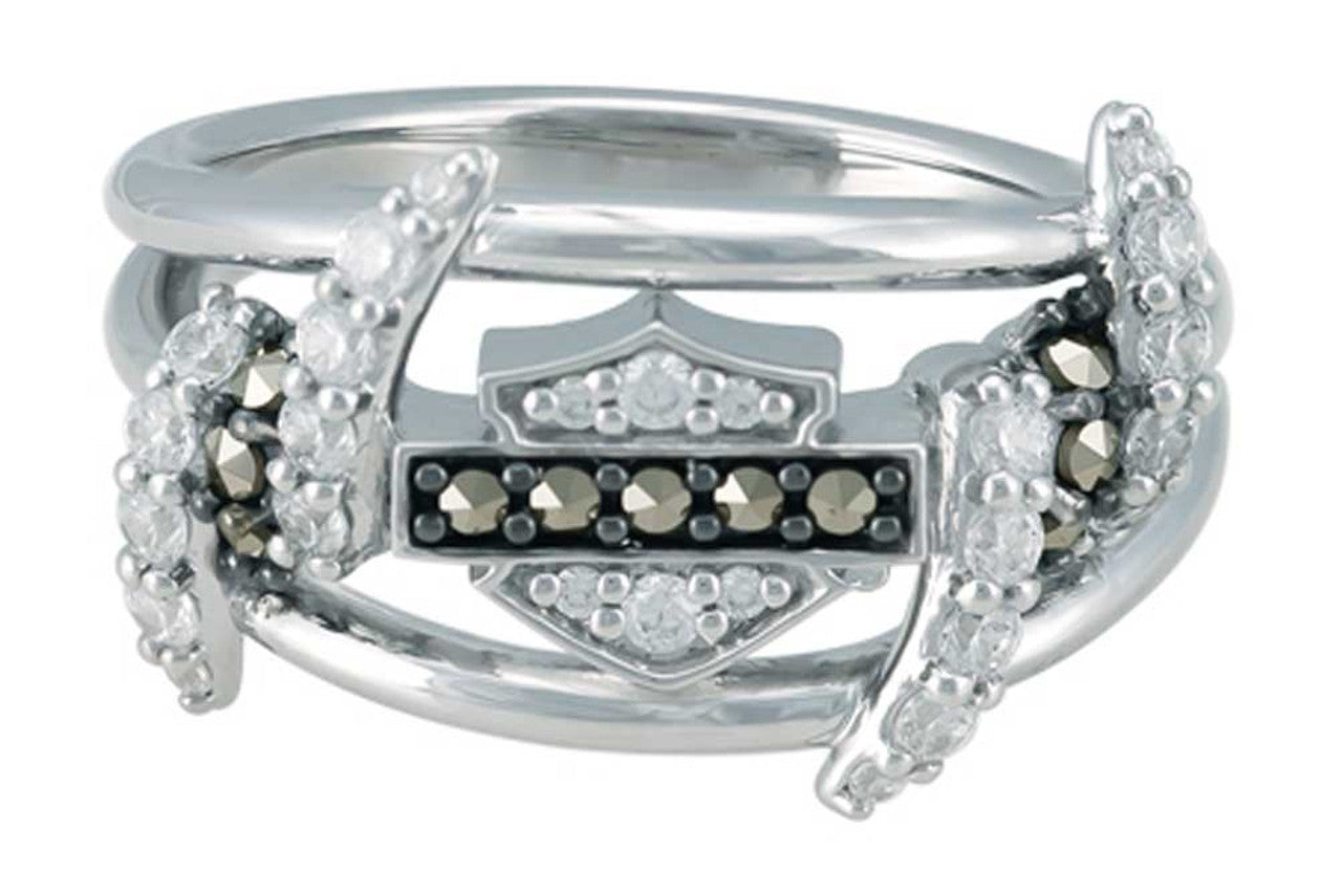 Harley-Davidson® Women's Bling Barb Wire Ring, Shiny Sterling Silver HDR0525