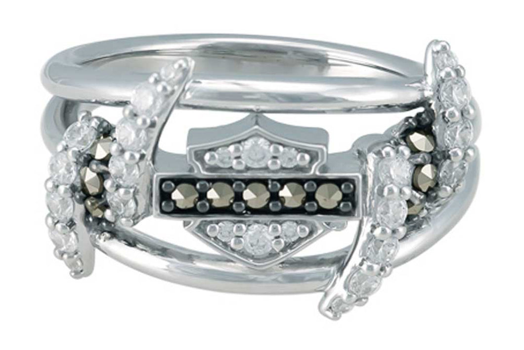 Harley-Davidson® Women's Bling Barb Wire Ring, Shiny Sterling Silver HDR0525 (Size5)