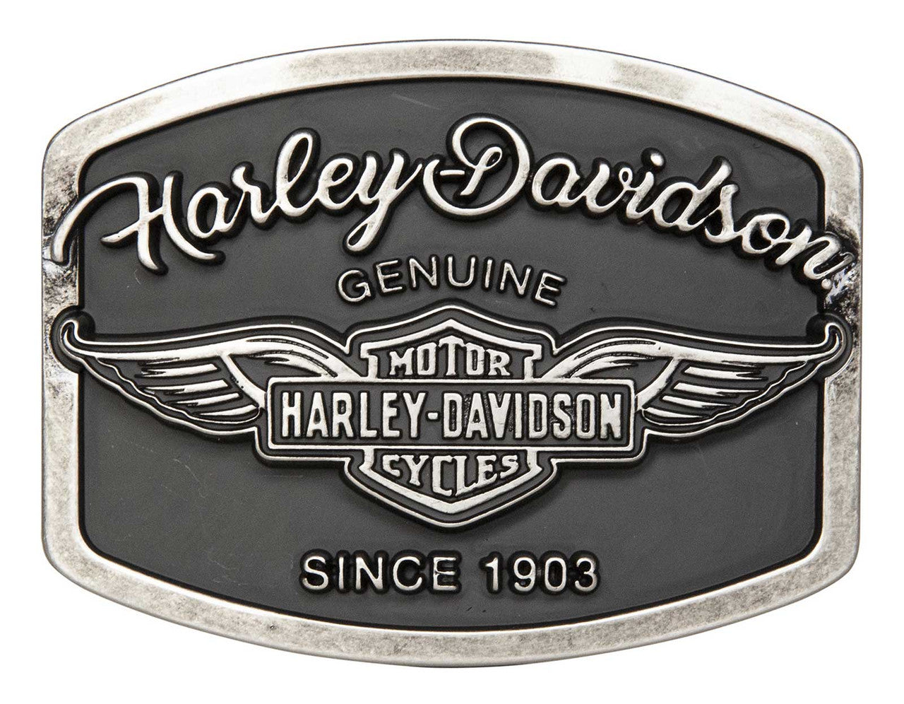 Harley-Davidson® Women's H-D B&S Wings Belt Buckle - Polished Nickle Finish