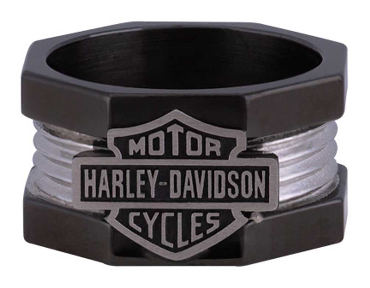 Harley-Davidson® Men's Nut & Bolt Bar & Shield Band Ring, Stainless Steel HSR0075