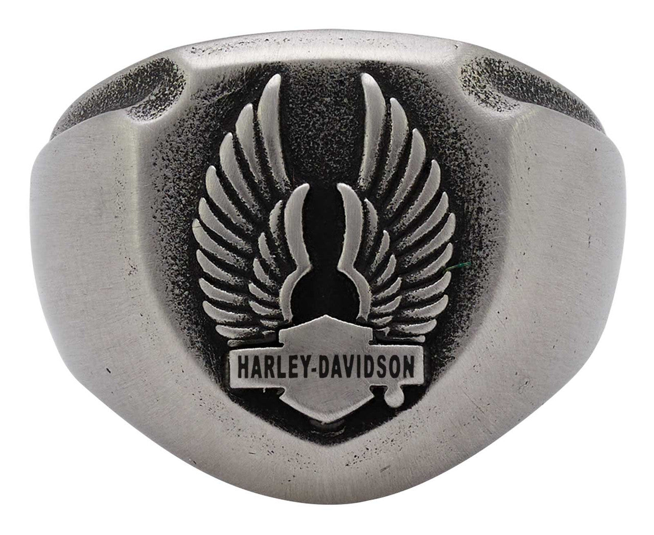 Harley-Davidson® Men's Deadlock Wings B&S Band Ring - Silver Stainless Steel